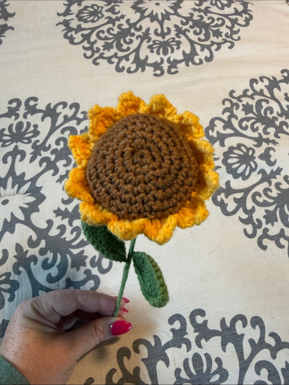 Handmade Crochet Sunflower Stem - Yellow & Brown